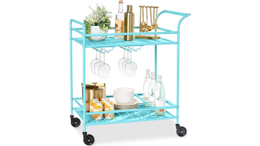 rolling bar cart with shelves