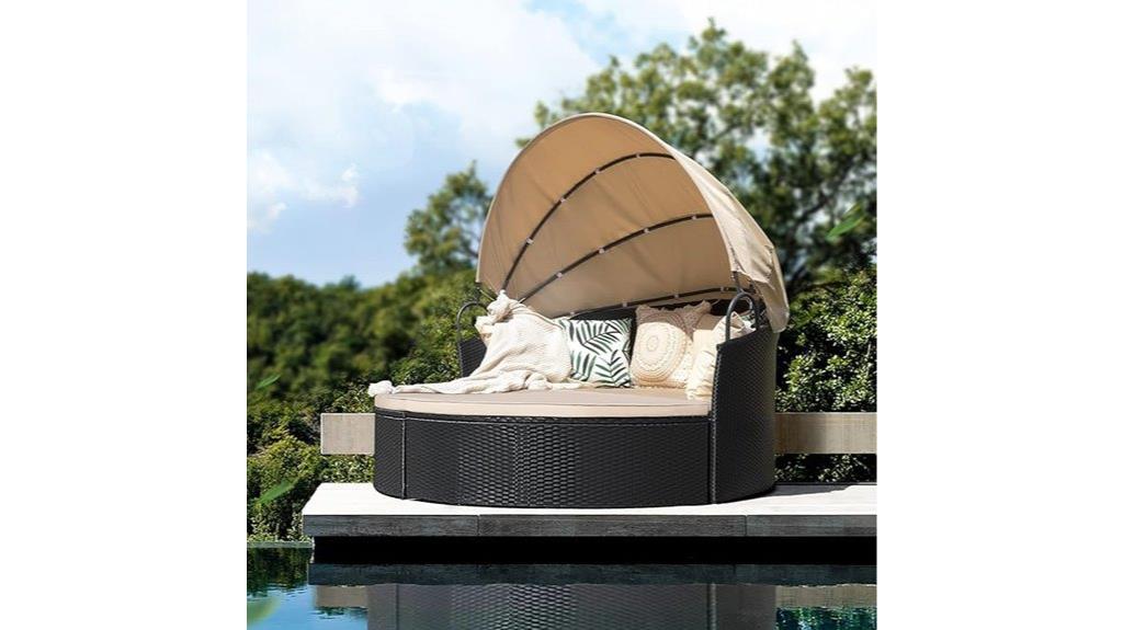 round wicker patio daybed