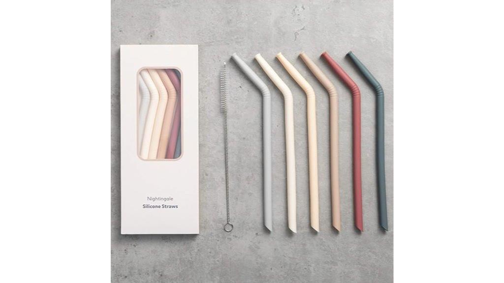 set of 6 silicone straws
