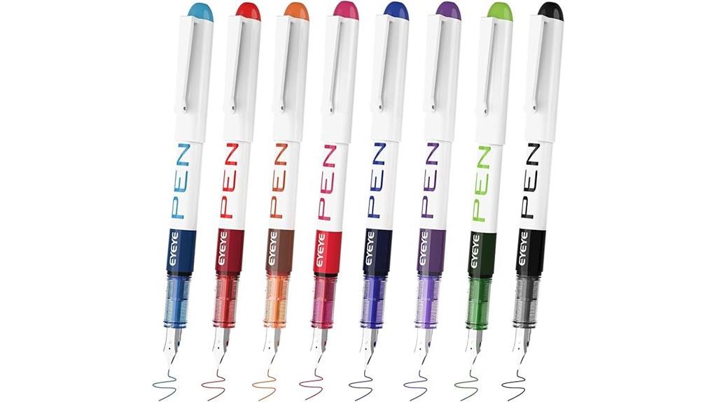 set of eight fountain pens