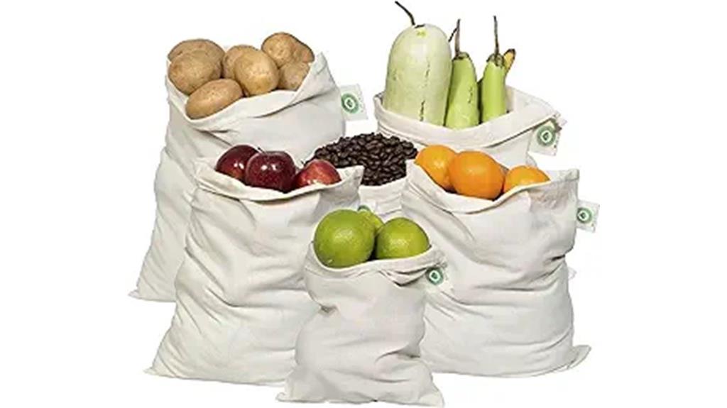 set of six cotton bags