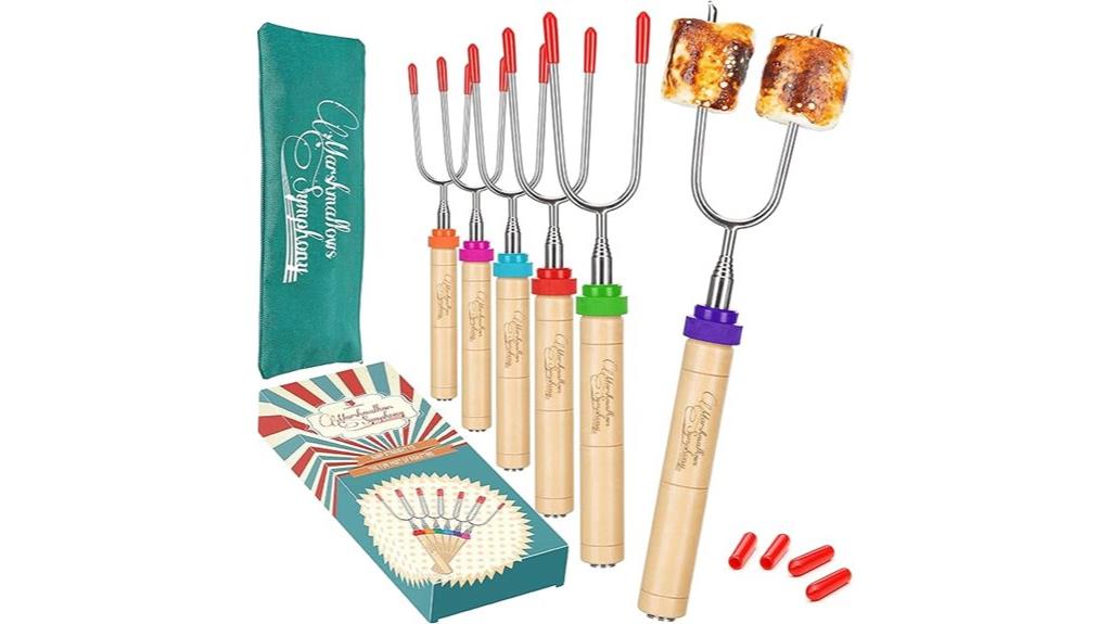 six marshmallow roasting sticks