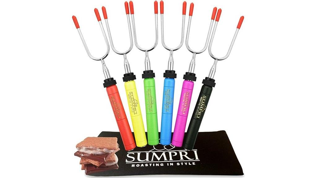 six marshmallow roasting sticks