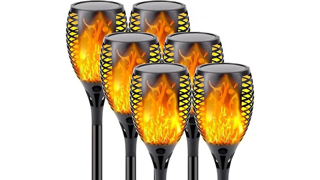 six pack flickering solar torches