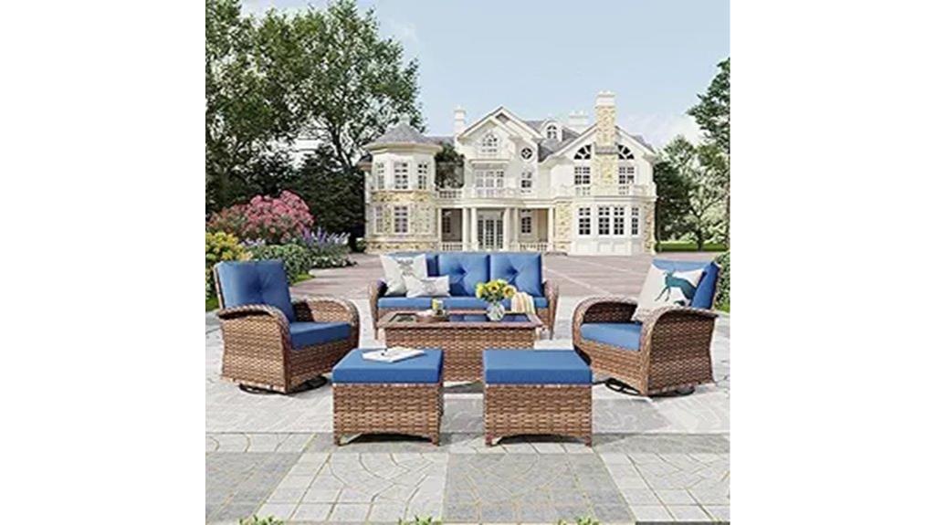 six piece wicker patio set