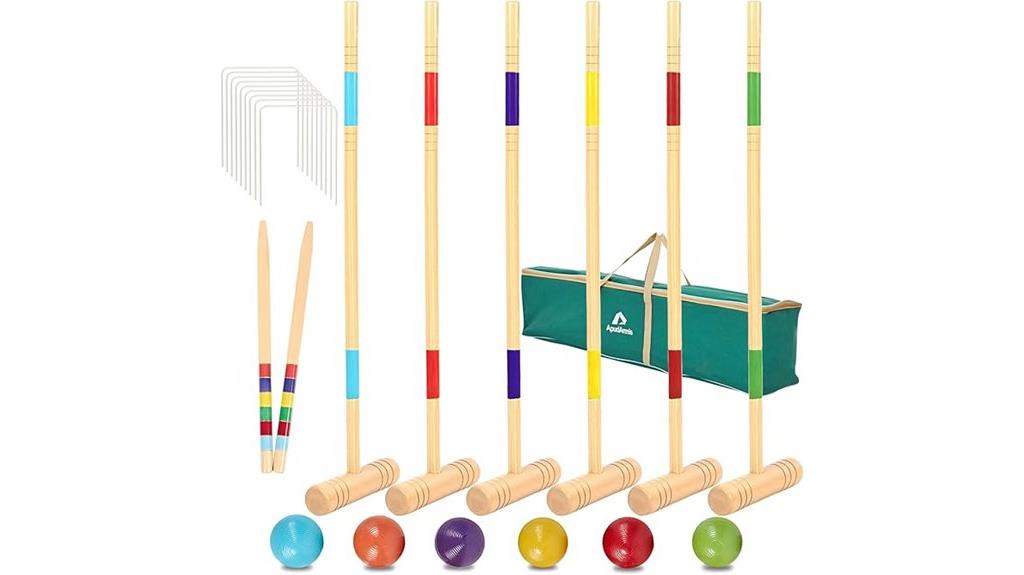 six player wooden croquet set