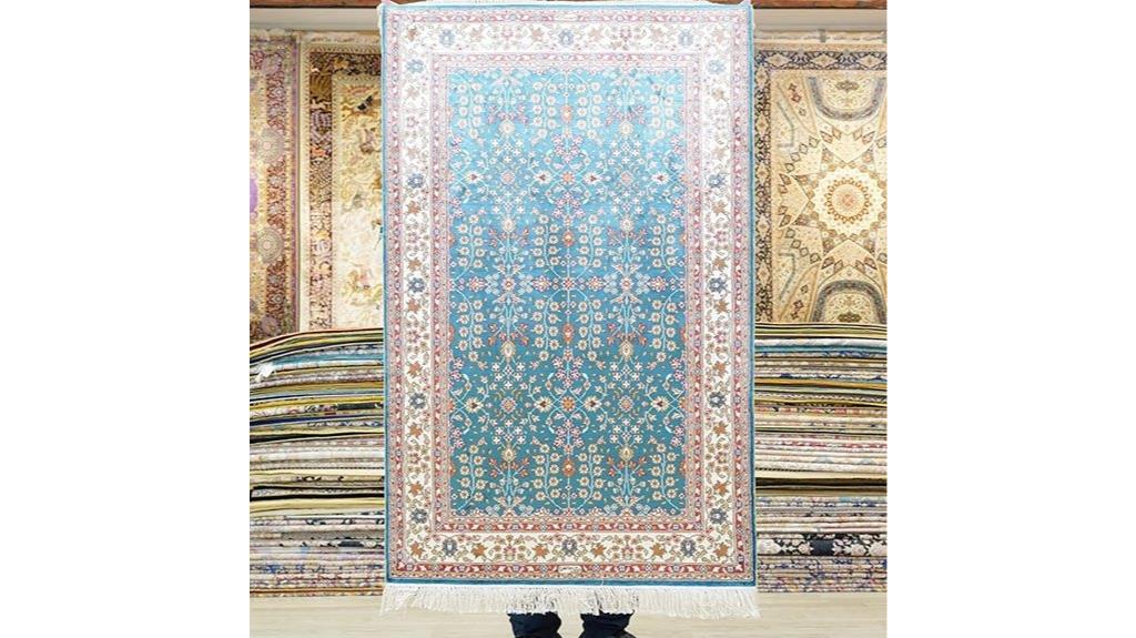 small blue handknotted rug