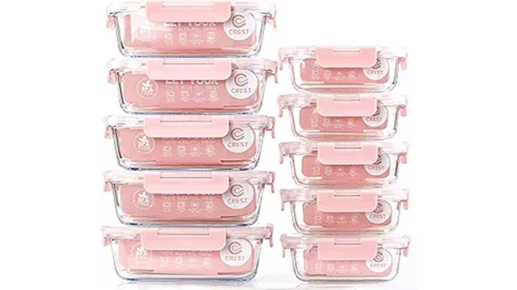 ten glass meal containers