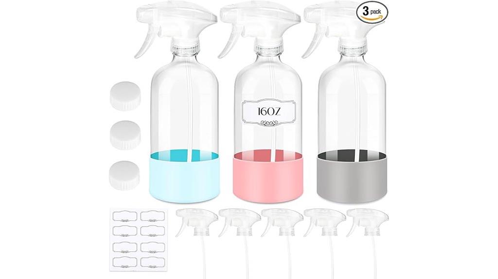 three 16 oz spray bottles