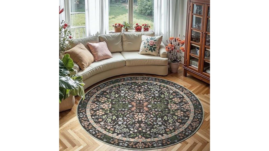 vintage floral round rug
