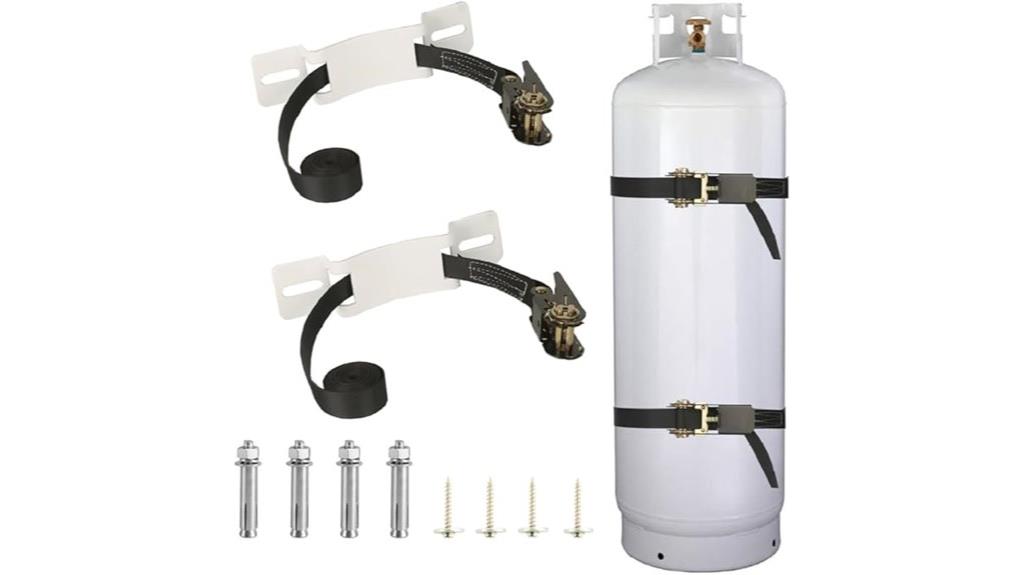 white wall mounted propane bracket