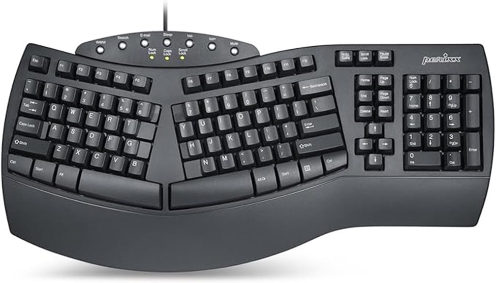 wired ergonomic keyboard features