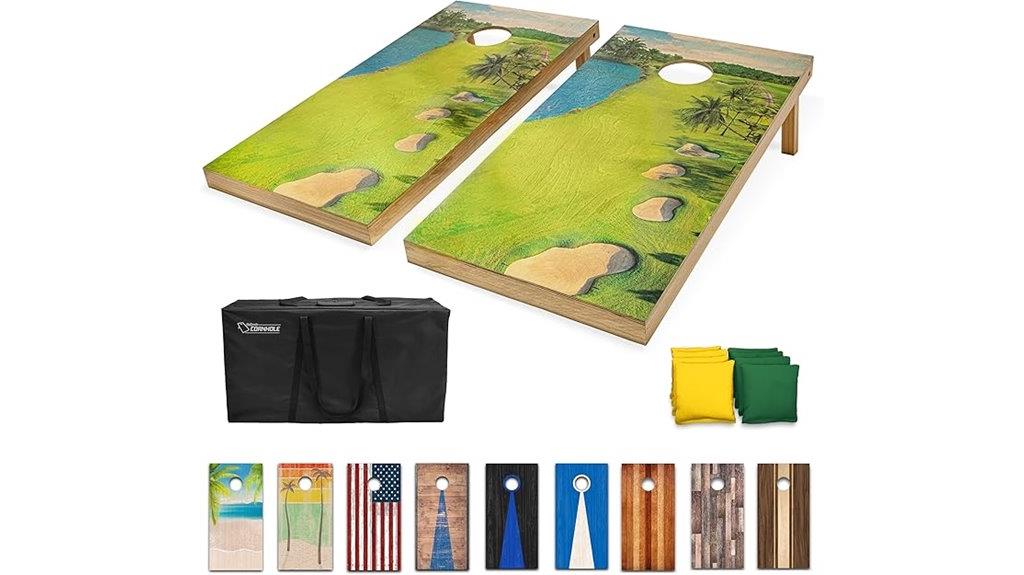 wooden cornhole boards set