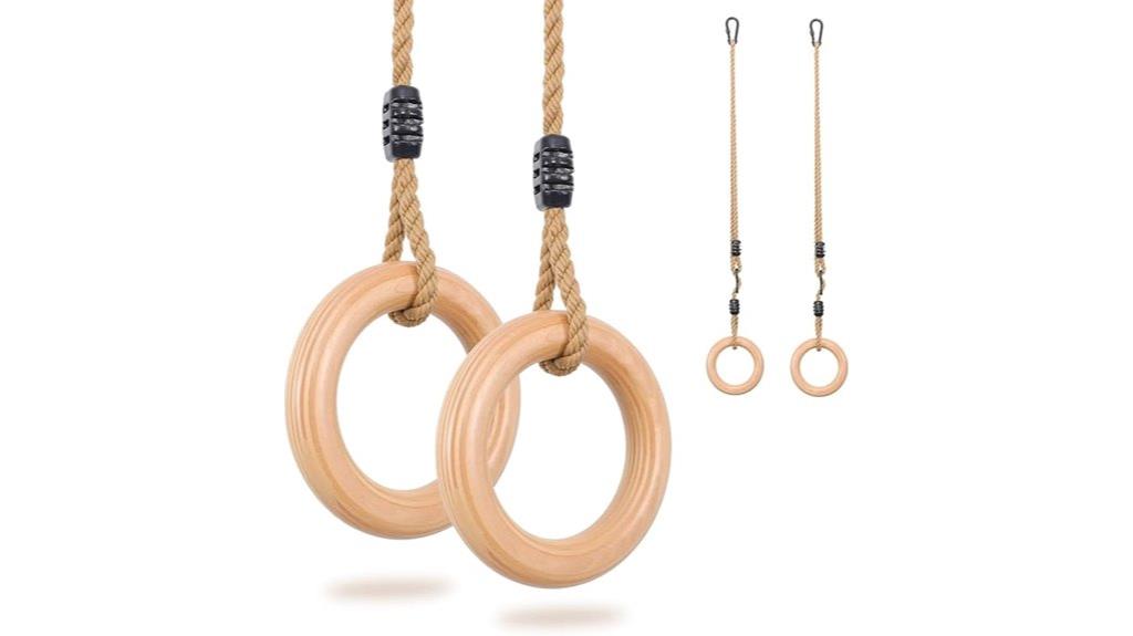 wooden gymnastics rings with adjustment
