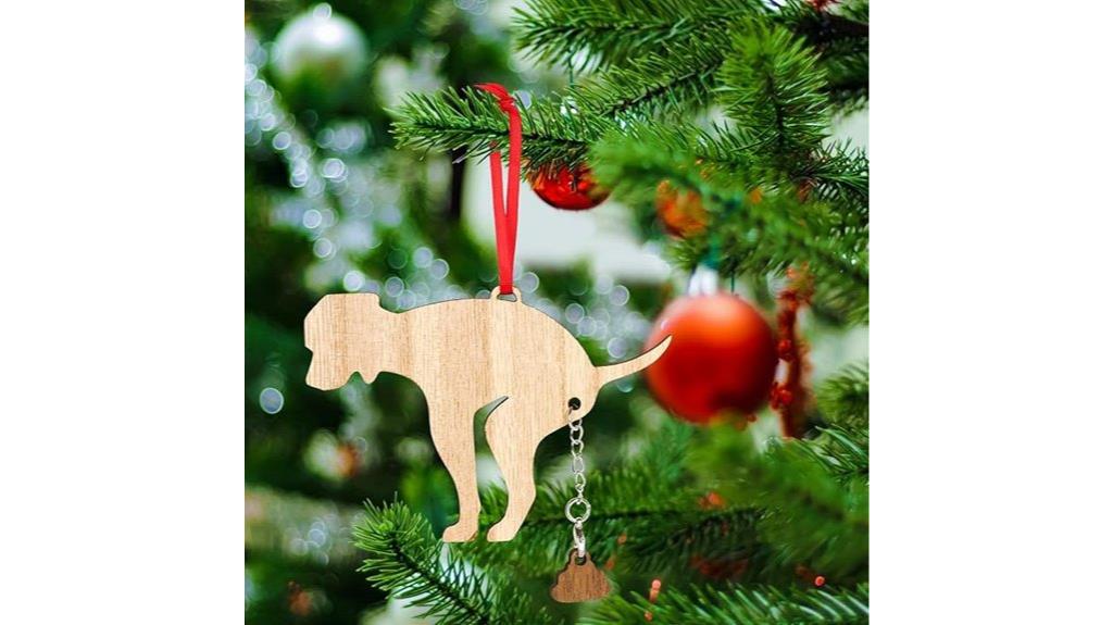 funny dog pooping ornament
