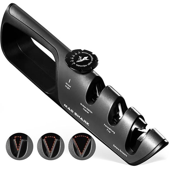 MAD SHARK Knife Sharpener Adjustable Handheld Coarse & Fine