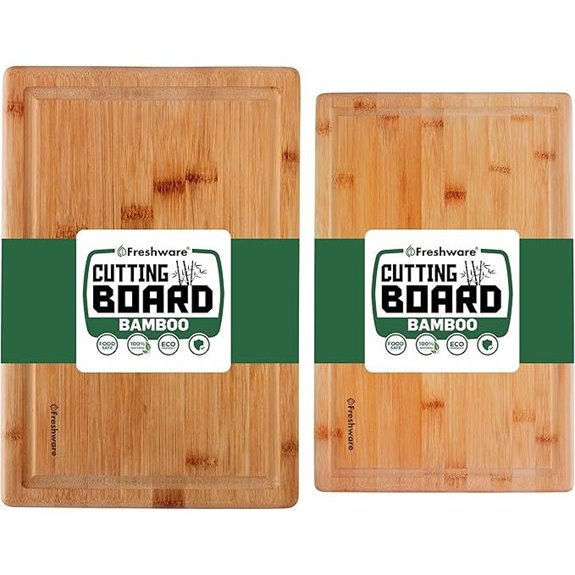 Freshware Bamboo Cutting Boards with Juice Groove Set