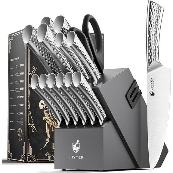 Livtek 15-Piece Kitchen Knife Set with Block