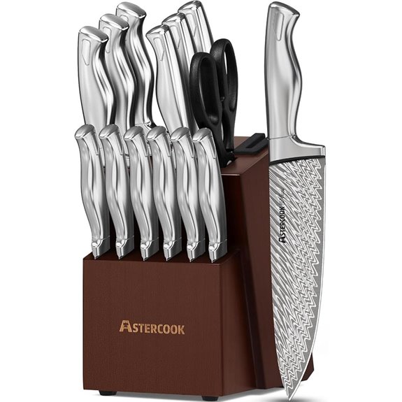 Astercook 15-Piece Stainless Steel Knife Block Set