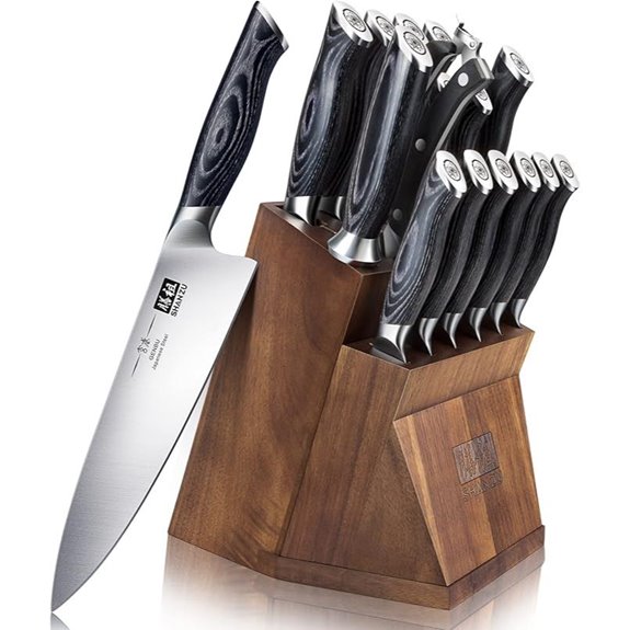 SHAN ZU Japanese Steel Knife Set with Block