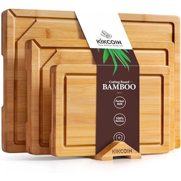Kikcoin Bamboo Cutting Boards Set with Handles