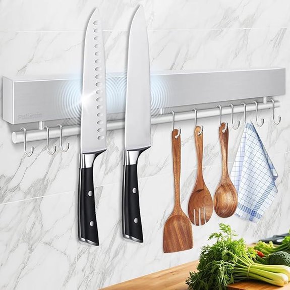 Magnetic Knife Holder Wall Mount with Hooks