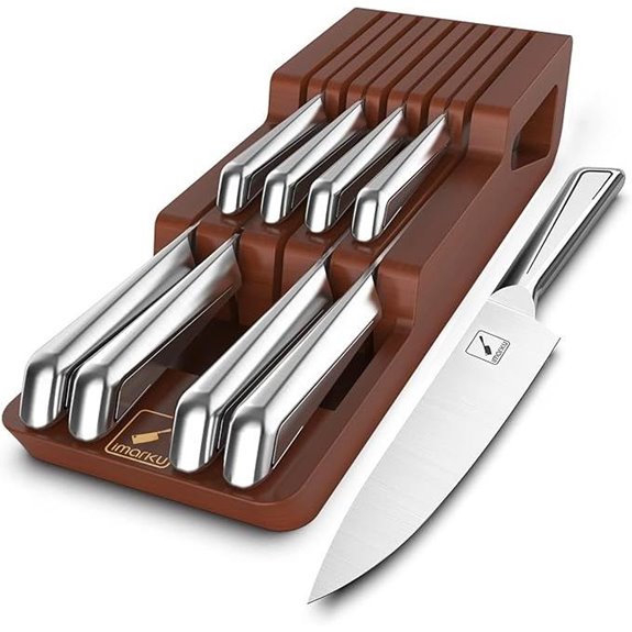 imarku 10-Piece Stainless Steel Knife Set with Organizer