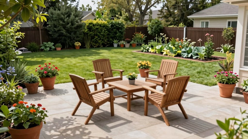 organized backyard with pathways